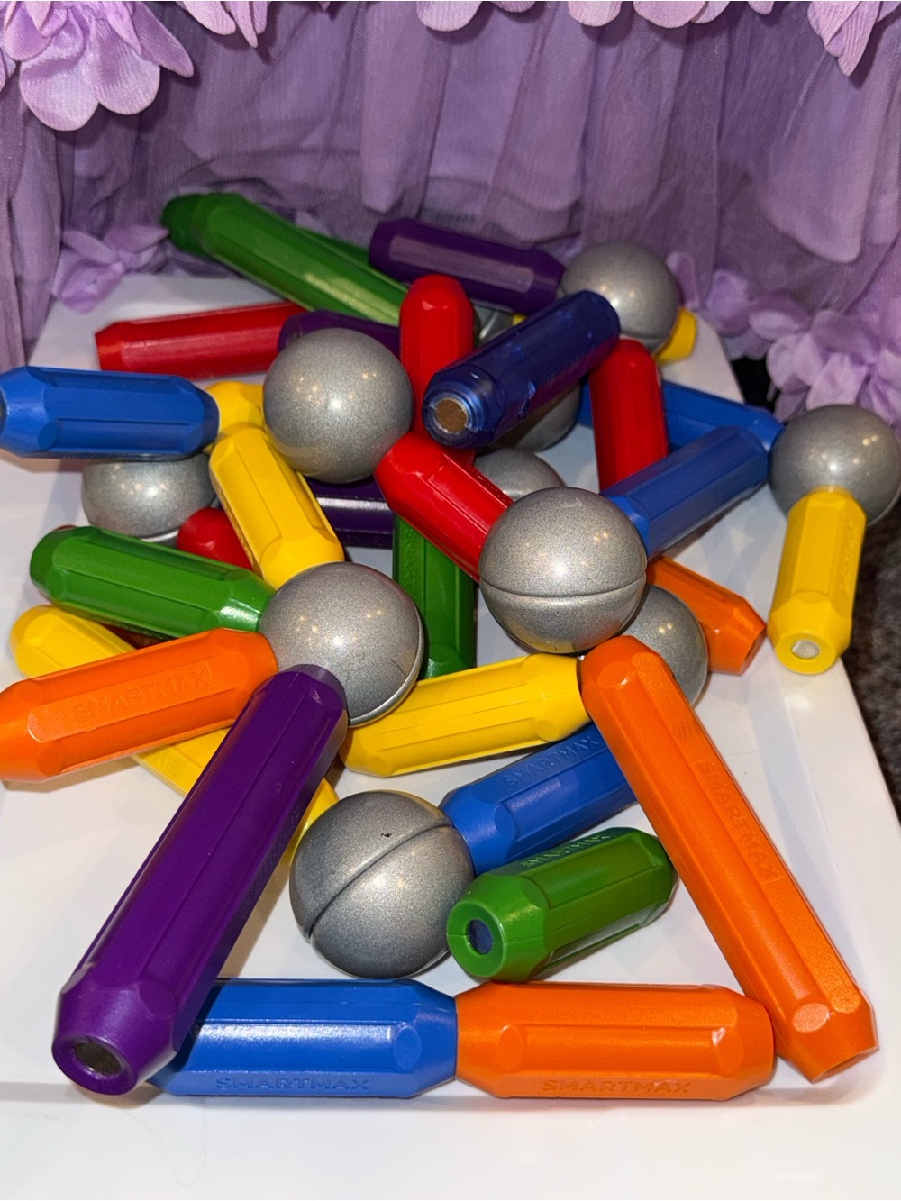 SmartMax Magnetic Building Pieces Bulk Lot - Multicolor Rods & Balls STEM